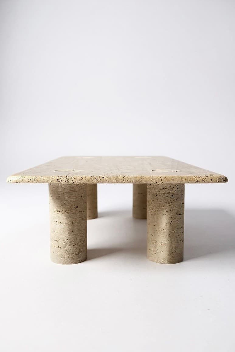 Table basse en travertin Angelo Mangiarotti - 1970 - Miniature 4