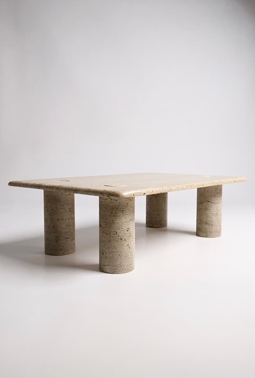 Table basse en travertin Angelo Mangiarotti - 1970 - Miniature 2