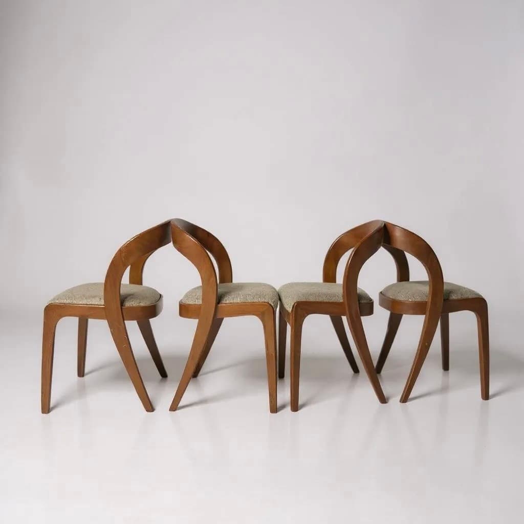 Lot de 4 chaises Baumann modèle Gondole - 1960 - Miniature 1