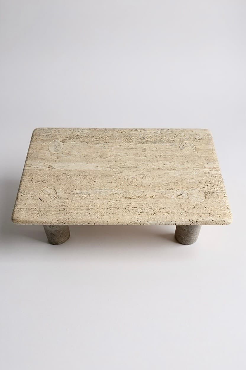 Table basse en travertin Angelo Mangiarotti - 1970 - Miniature 5