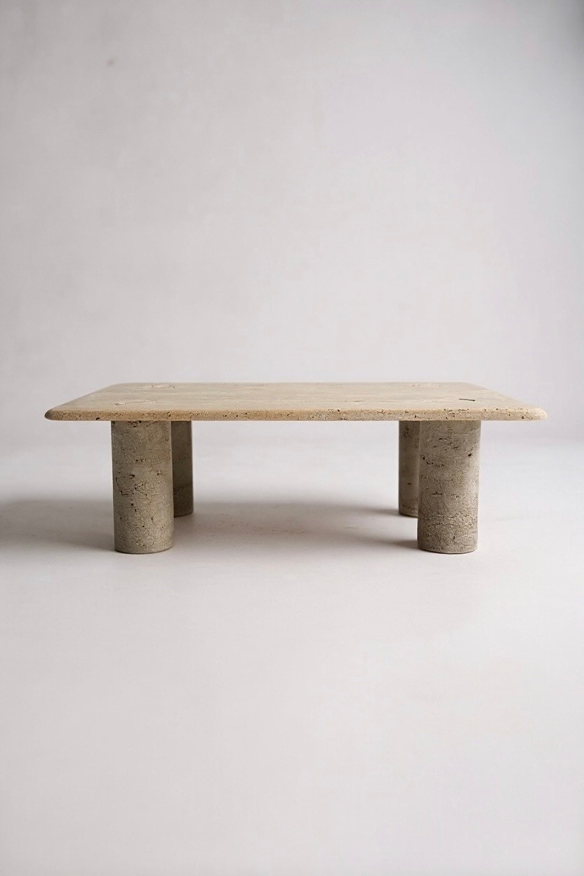 Table basse en travertin Angelo Mangiarotti - 1970 - Photo 1